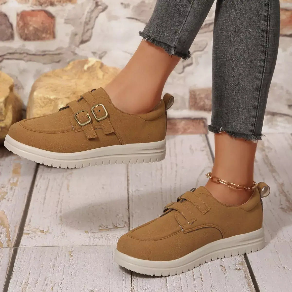 Buckle Accent Casual Loafers - Trendsi - Flyclothing LLC
