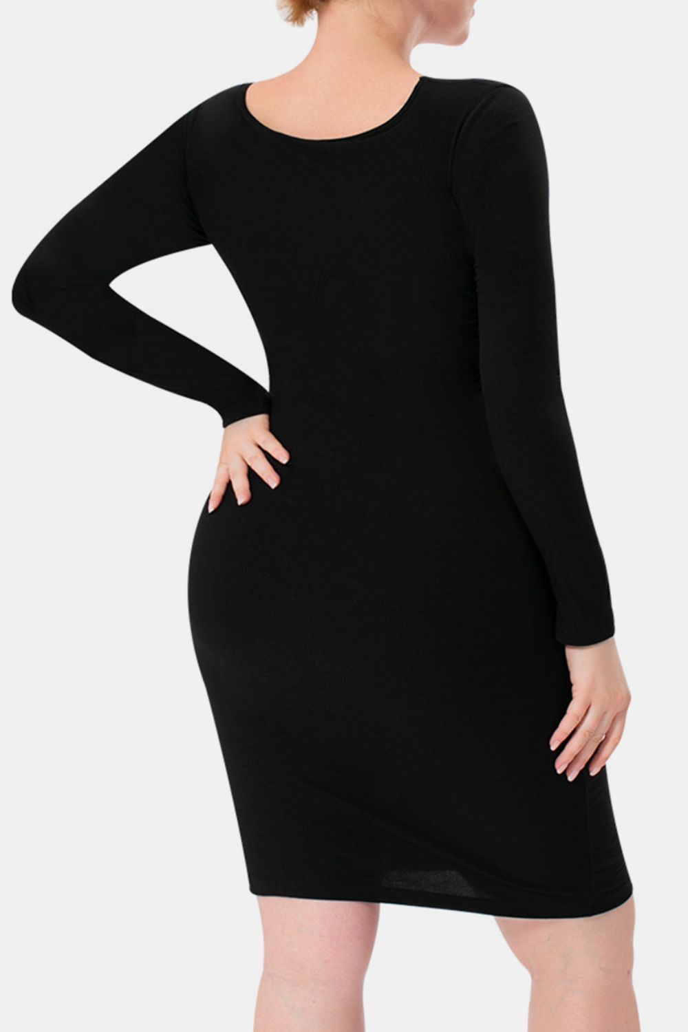 Basic Bae Full Size Built-In Shapewear Square Neck Long Sleeve Dress - ShopBasicbae - Flyclothing LLC