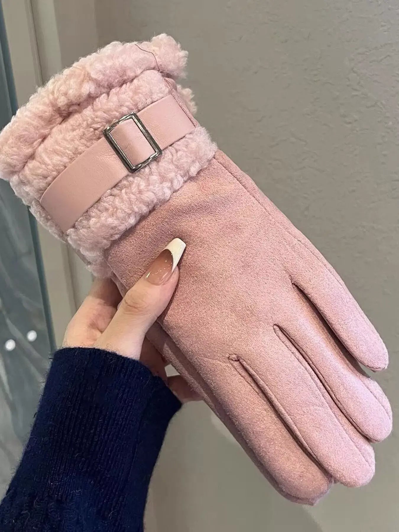 Suede Gloves with Fur Cuff - Trendsi - Flyclothing LLC