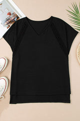 V-Neck Short Sleeve T-Shirt - Trendsi - Flyclothing LLC