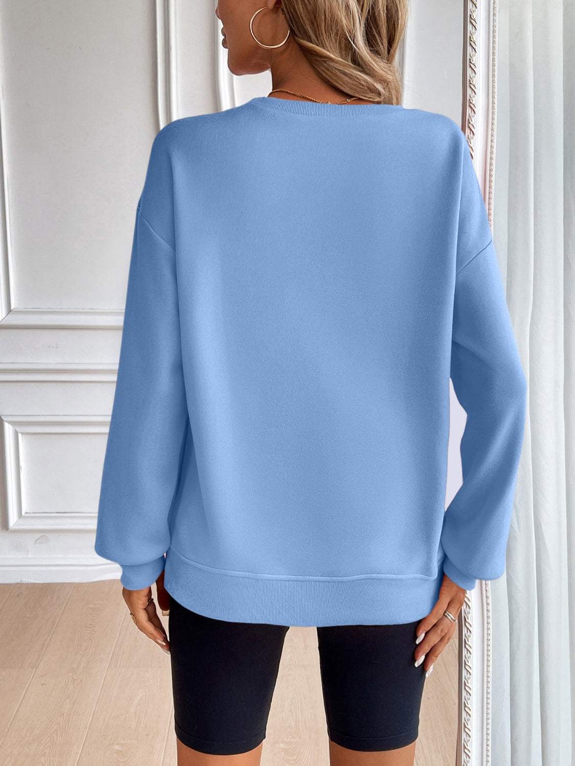 Ivy Lane Round Neck Long Sleeve Sweatshirt - Trendsi - Flyclothing LLC