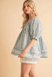 Aemi+Co Floral Short Sleeve Babydoll Top - Trendsi