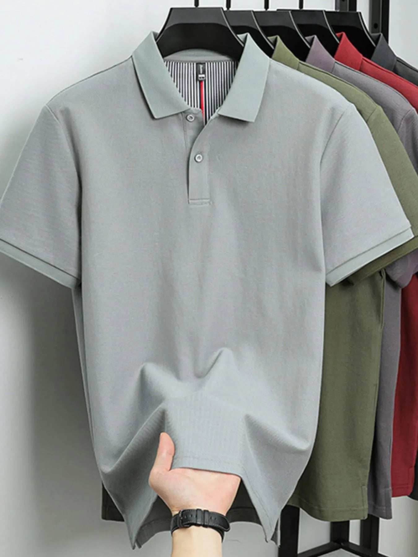 Men's Plus Size Button Detail Short Sleeve Polo - Trendsi - Flyclothing LLC
