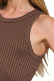 Zenana Seamless Ribbed Crop Tank - Trendsi