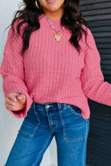 Drop Shoulder Long Sleeve Knit Regular Fit Sweater - Trendsi - Flyclothing LLC
