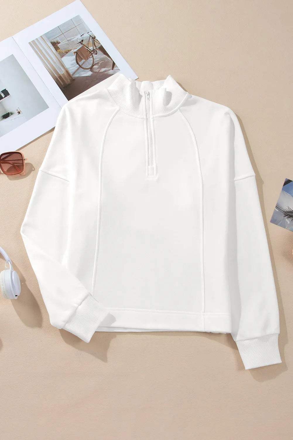 Half Zip Long Sleeve Sweatshirt - Trendsi - Flyclothing LLC