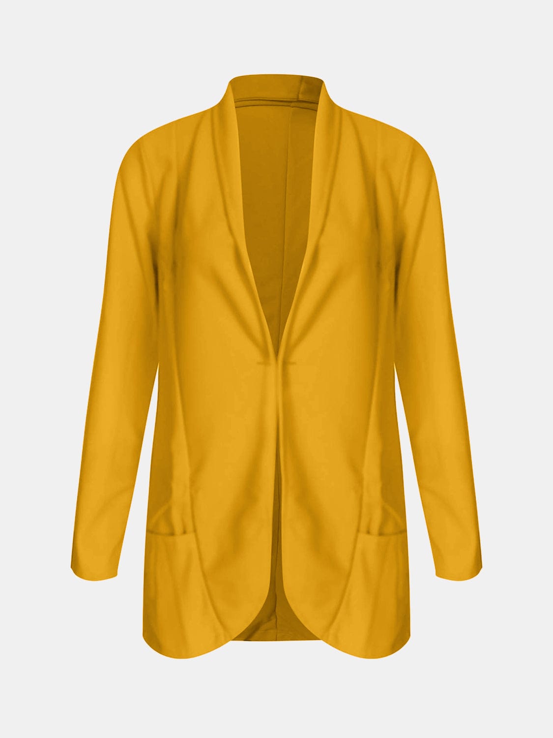 Collared Neck Long Sleeve Blazer - Trendsi