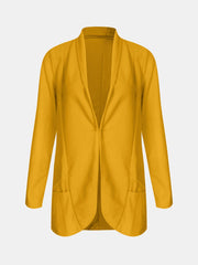 Collared Neck Long Sleeve Blazer - Trendsi