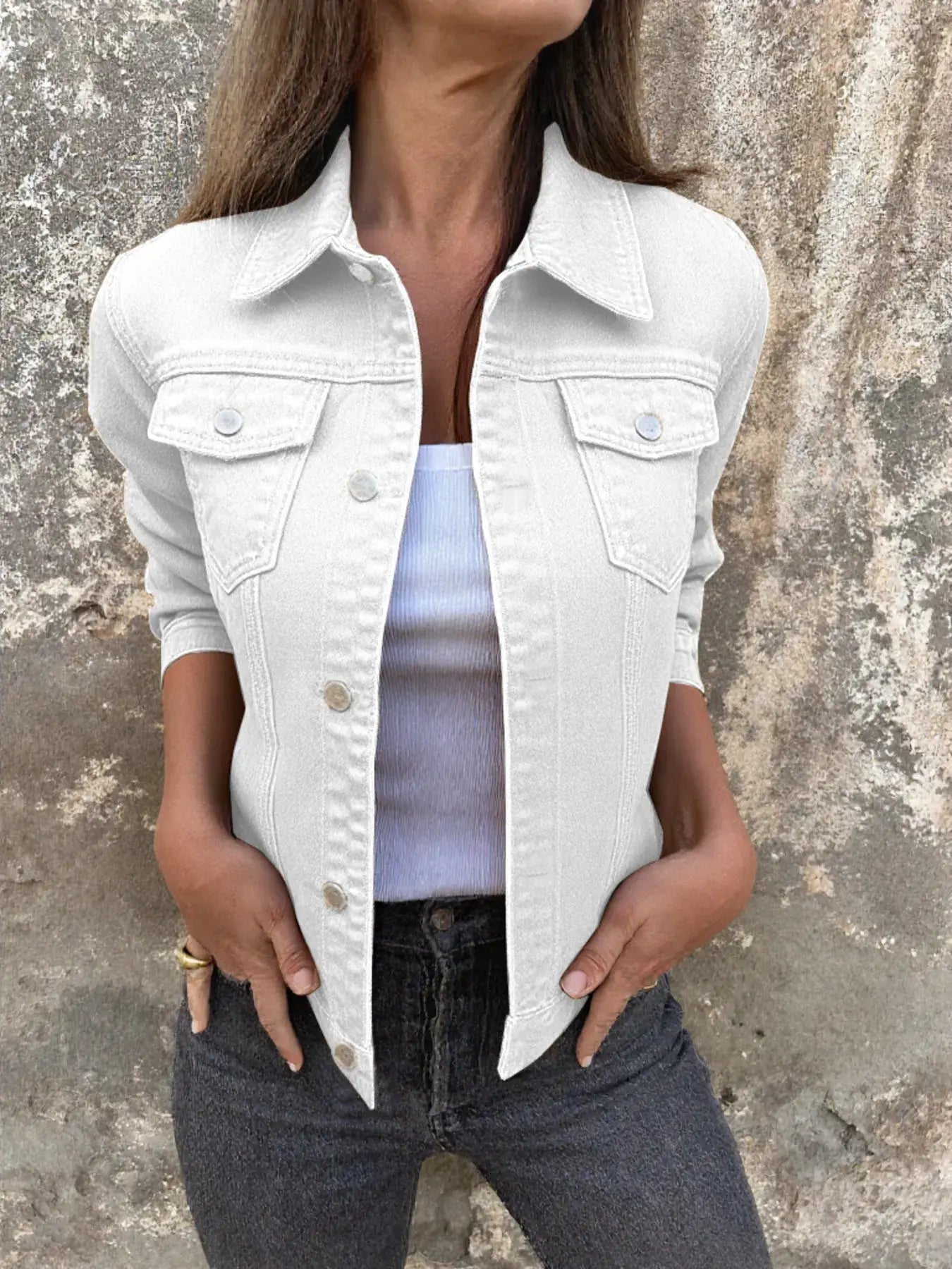 Button Front Closure Denim Jacket - Trendsi - Flyclothing LLC