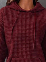 Full Size Textured Kangaroo Pocket Hoodie Plus Size - Trendsi - Flyclothing LLC