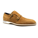 56-100-CGN LEGERRA Sueded Goatskin Monkstrap, Cognac - Zelli Italia - Flyclothing LLC
