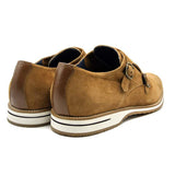 56-100-CGN LEGERRA Sueded Goatskin Monkstrap, Cognac - Zelli Italia - Flyclothing LLC