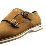 56-100-CGN LEGERRA Sueded Goatskin Monkstrap, Cognac - Zelli Italia - Flyclothing LLC