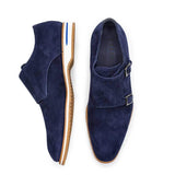 56-100-NVY LEGERRA Sueded Goatskin Monkstrap, Navy - Zelli Italia - Flyclothing LLC