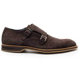 56-105-BRN LEGERRA Sueded Goatskin Monkstrap, Brown - Zelli Italia - Flyclothing LLC