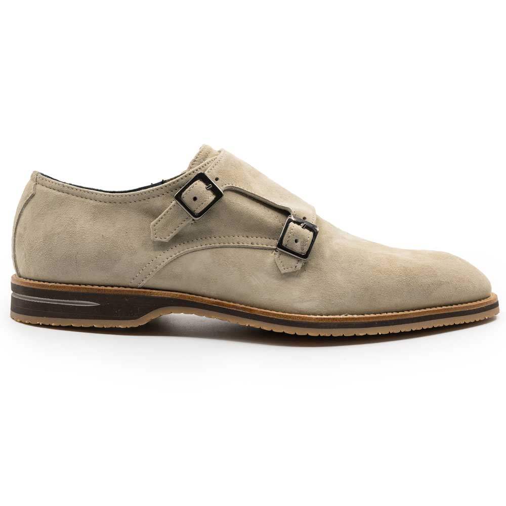 56-105-SND LEGERRA Sueded Goatskin Monkstrap, Sand - Zelli Italia - Flyclothing LLC
