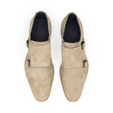 56-105-SND LEGERRA Sueded Goatskin Monkstrap, Sand - Zelli Italia - Flyclothing LLC