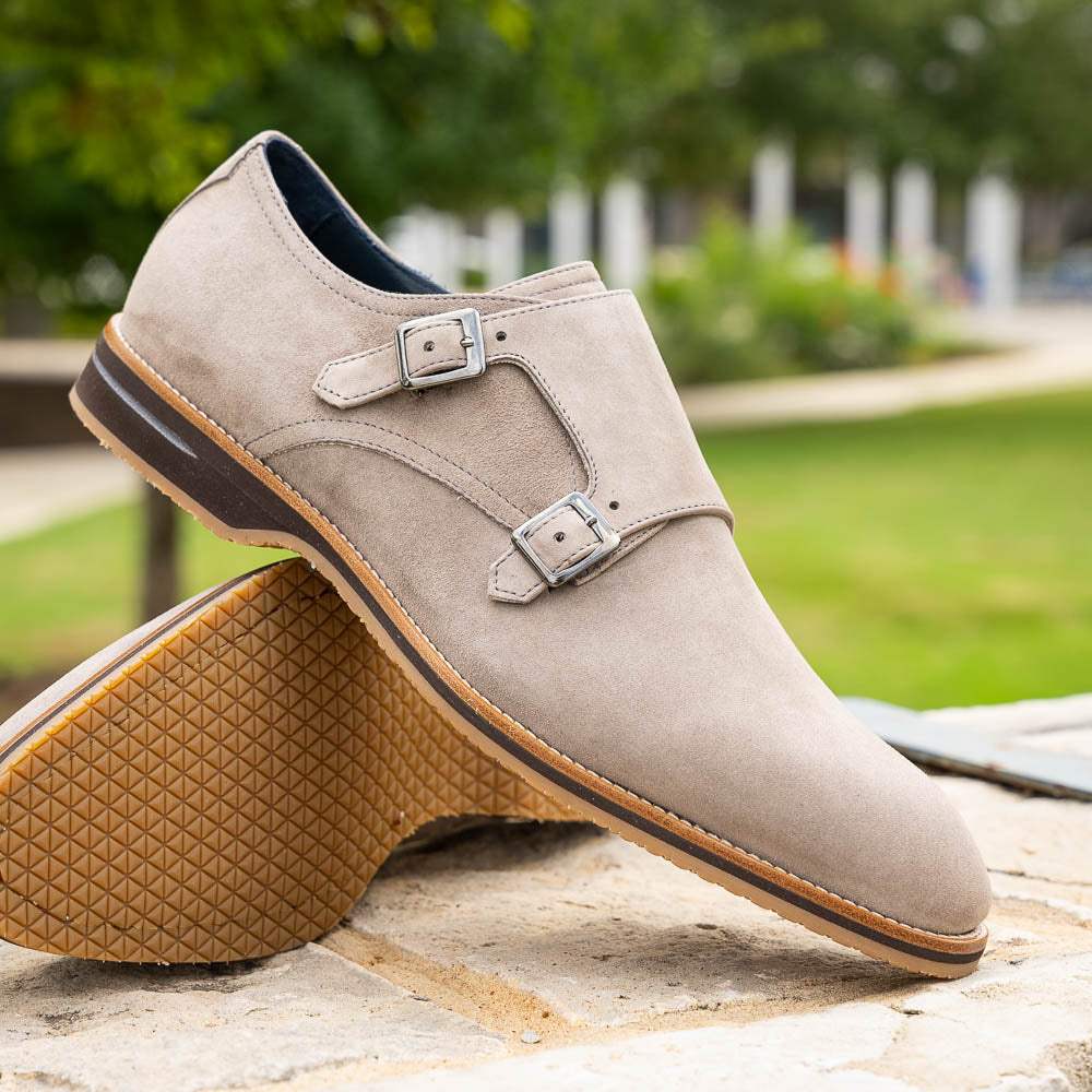 56-105-SND LEGERRA Sueded Goatskin Monkstrap, Sand - Zelli Italia - Flyclothing LLC