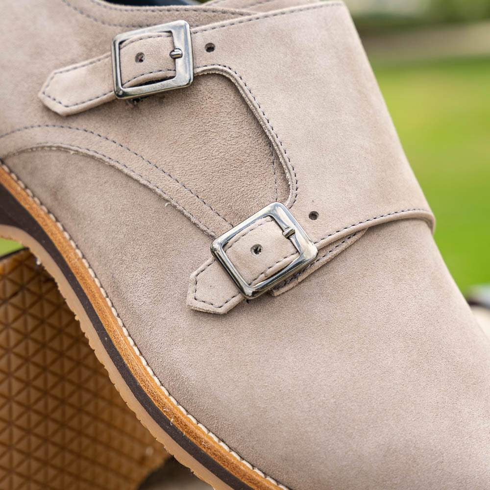 56-105-SND LEGERRA Sueded Goatskin Monkstrap, Sand - Zelli Italia - Flyclothing LLC