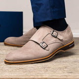 56-105-SND LEGERRA Sueded Goatskin Monkstrap, Sand - Zelli Italia - Flyclothing LLC