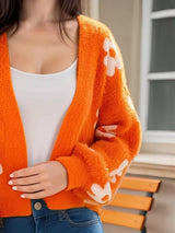 Floral Open Front Cardigan - Trendsi - Flyclothing LLC