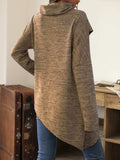 Asymmetrical Hem Cowl Neck Long Sleeve T-Shirt - Trendsi - Flyclothing LLC