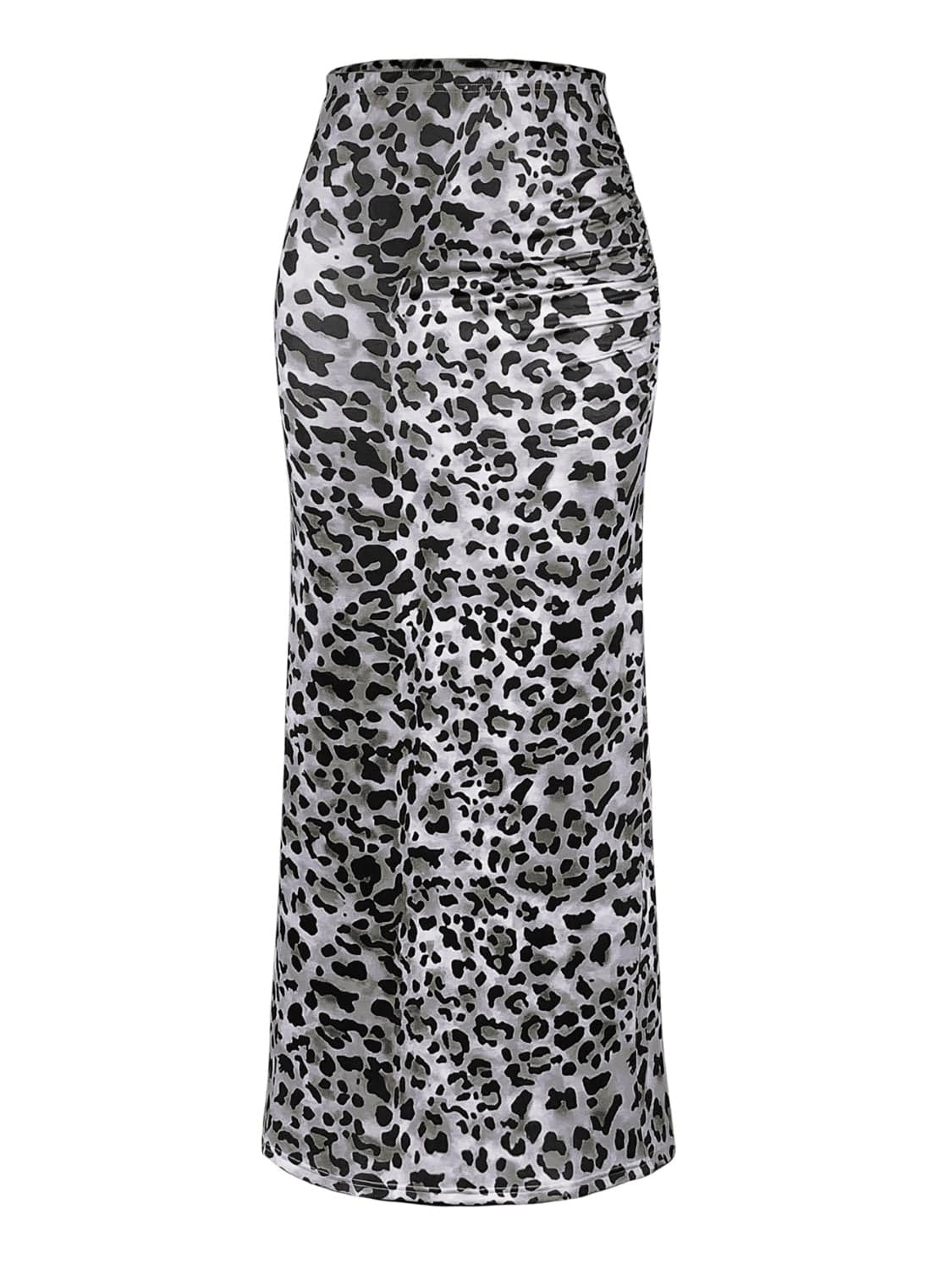 Honey Slit Leopard Midi Skirt - Trendsi