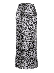 Honey Slit Leopard Midi Skirt - Trendsi