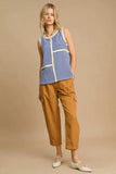 Umgee Round Neck Texture Striped Tank - Trendsi - Flyclothing LLC