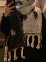Oversized Chunky Knit Fringe Scarf - Trendsi - Flyclothing LLC