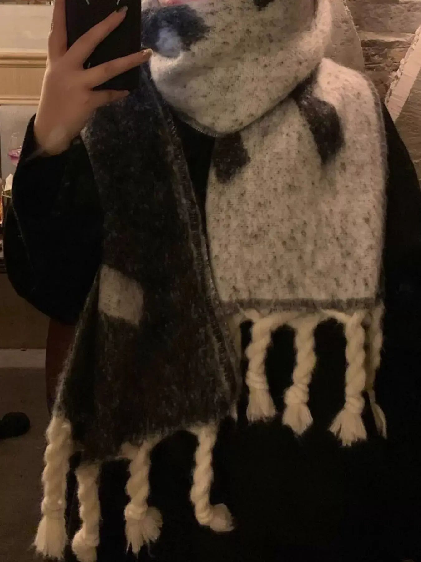 Oversized Chunky Knit Fringe Scarf - Trendsi - Flyclothing LLC