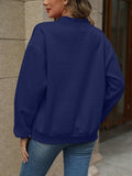 V-Neck Long Sleeve Dropped Shoulder Sweatshirt - Trendsi - Flyclothing LLC