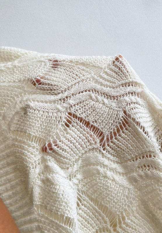 Openwork V-Neck Long Sleeve Sweater - Trendsi - Flyclothing LLC