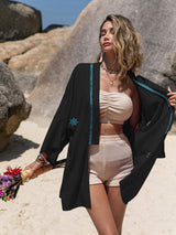Embroidered Open Front Long Sleeve Cover Up - Trendsi - Flyclothing LLC