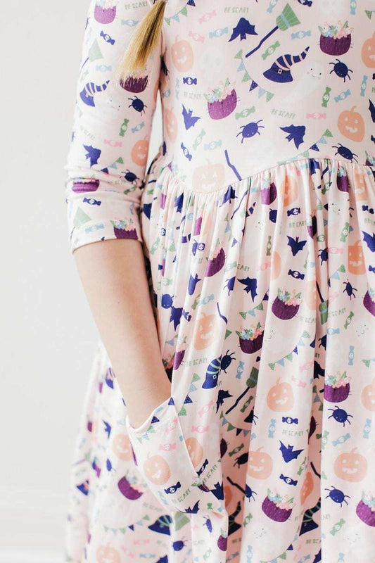 Trick or Treat 3/4 Sleeve Pocket Twirl Dress - Mila & Rose ® - Flyclothing LLC