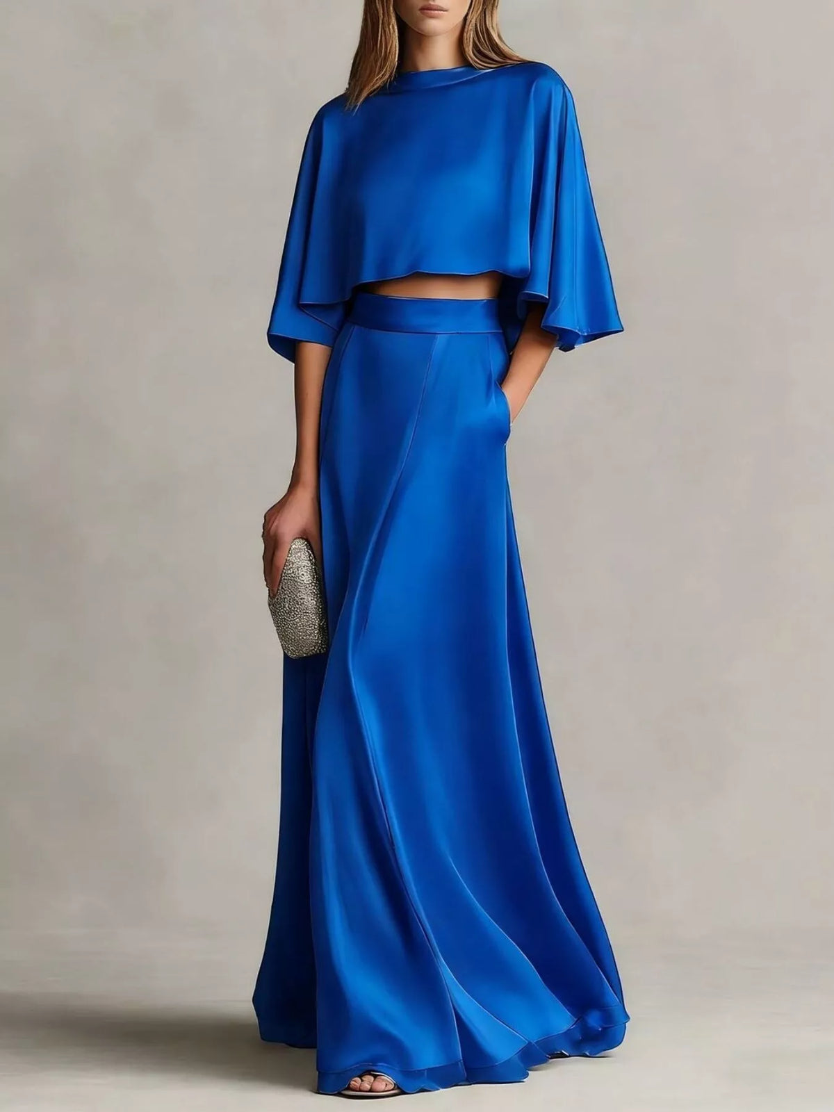 Full Size Satin Crop Top and Maxi Skirt Two-Piece Set Plus Size - Trendsi - Flyclothing LLC