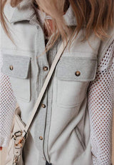 Pocketed Curved Hem Button Up Vest - Trendsi - Flyclothing LLC