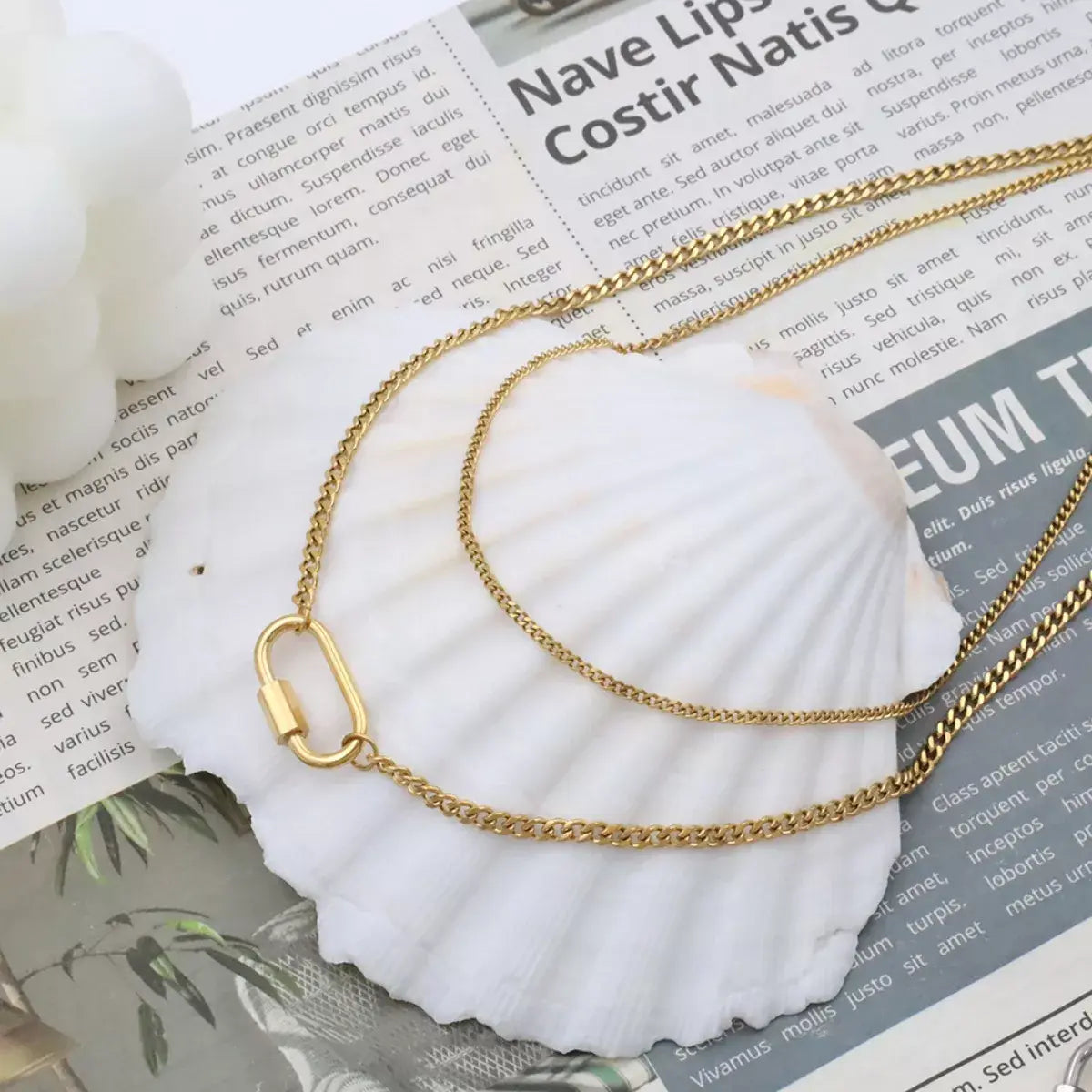 18K Gold-Plated Double Layered Necklace - Trendsi - Flyclothing LLC