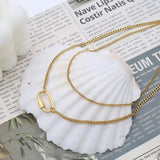 18K Gold-Plated Double Layered Necklace - Trendsi - Flyclothing LLC