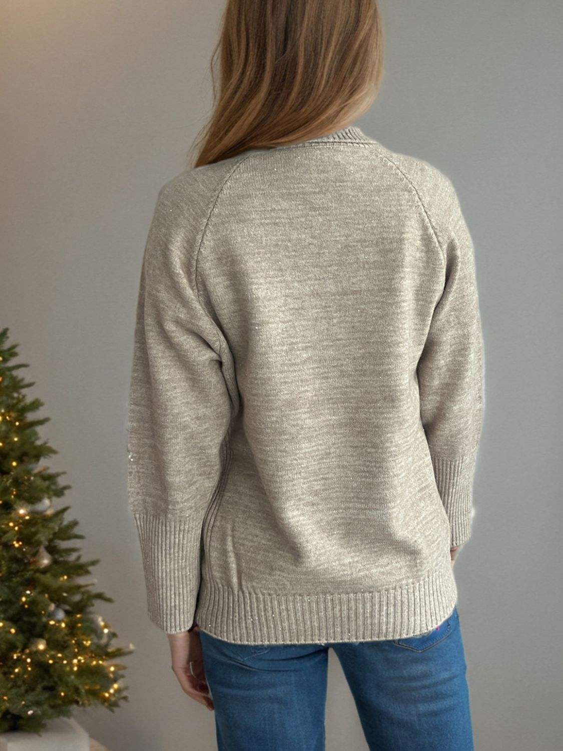 Turtleneck Raglan Sleeve Sweater - Trendsi - Flyclothing LLC