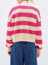 Striped Button Down Drop Shoulder Cardigan - Trendsi - Flyclothing LLC
