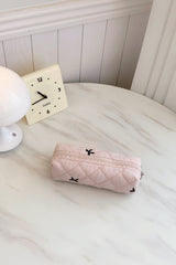 Bow Embroidered Quilted Storage Bag - Trendsi