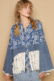 POL Lace Hem Embroidered Long Sleeve Shirt - Trendsi