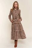 And the Why Plaid Tiered Midi Shirt Dress - Trendsi - Flyclothing LLC