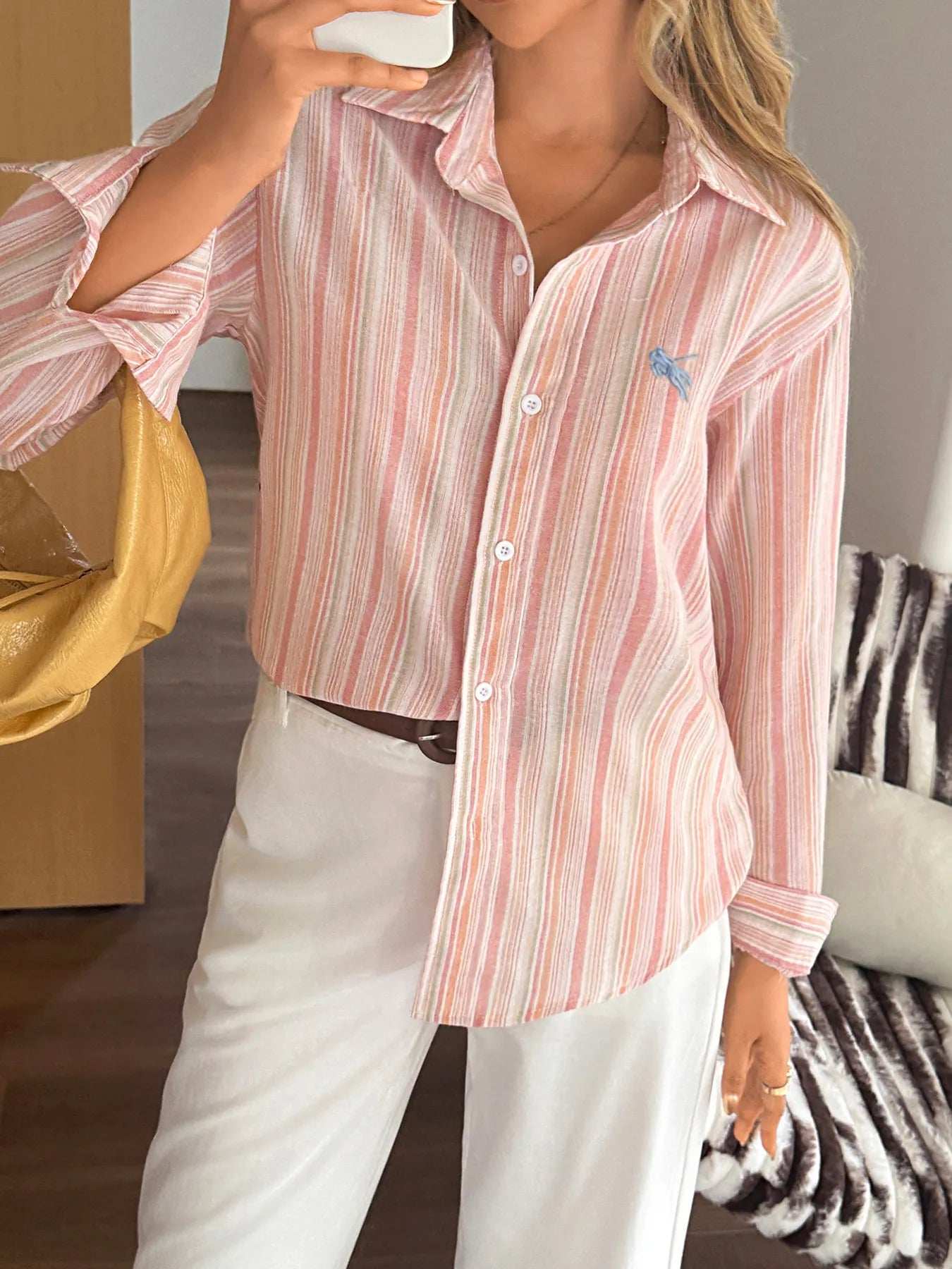 Striped Button Up Long Sleeve Shirt - Trendsi - Flyclothing LLC
