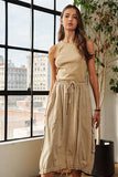 ADORA Drawstring Sleeveless Washed Dress - Trendsi
