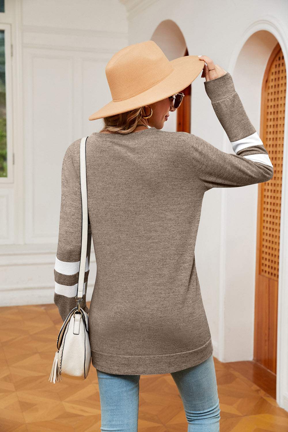 Round Neck Long Sleeve Top - Trendsi - Flyclothing LLC