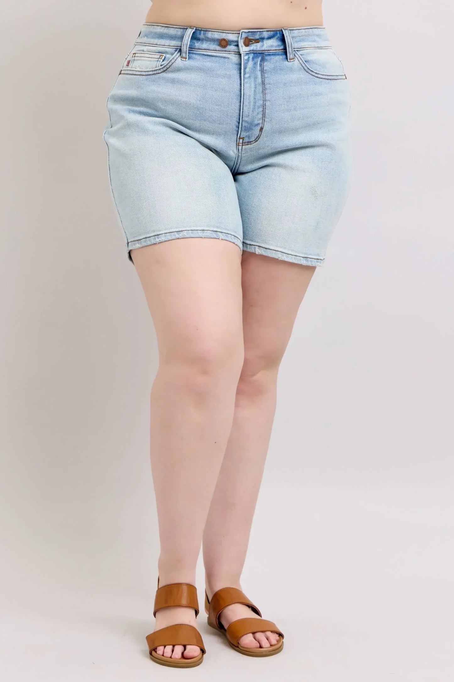 Judy Blue Full Size 2 Button Denim Shorts with Pockets Plus Size - Trendsi - Flyclothing LLC
