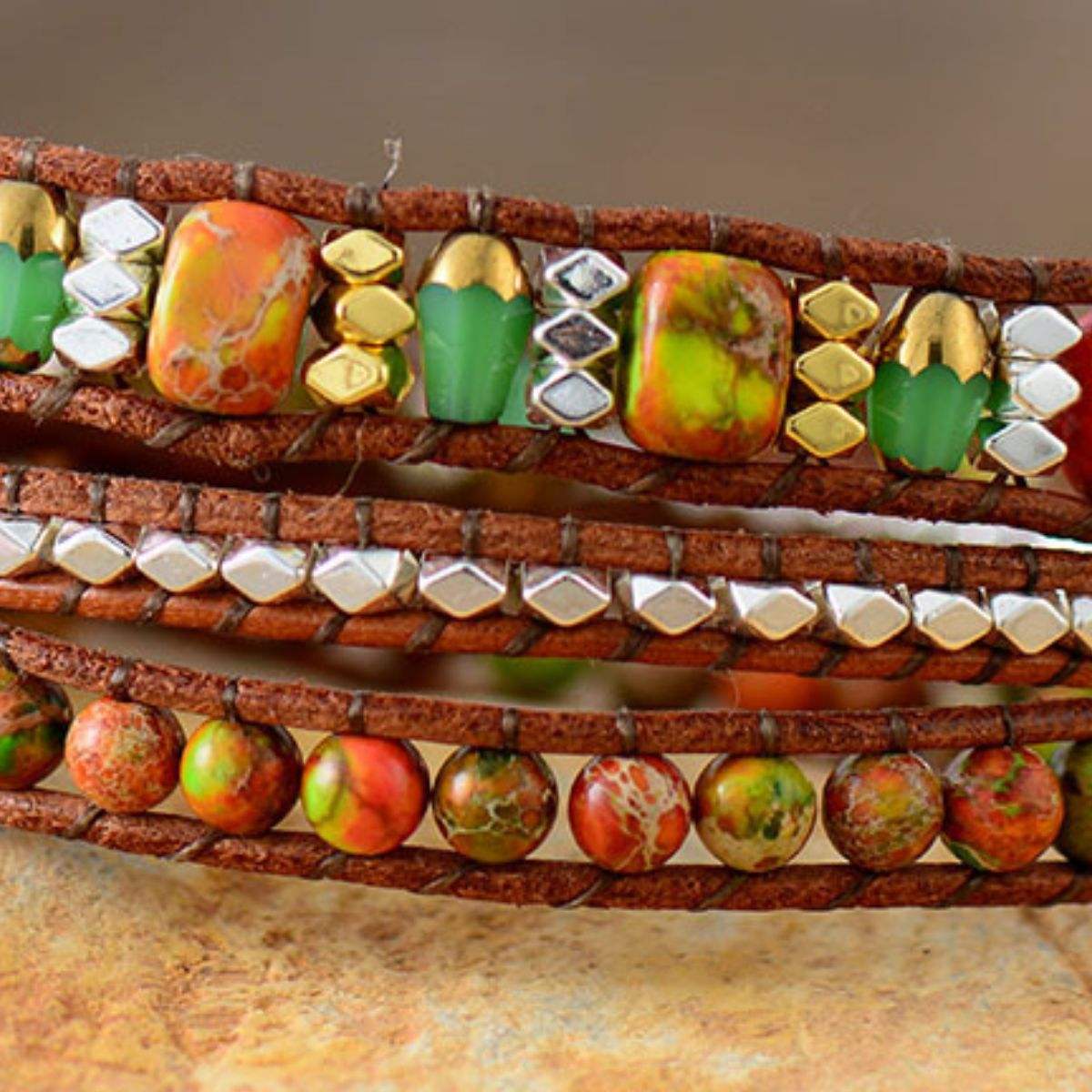 Natural Stone Woven Bracelet - Trendsi - Flyclothing LLC