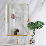 31" Gold Metal Tilting Framed Accent Mirror - Homeroots - Flyclothing LLC